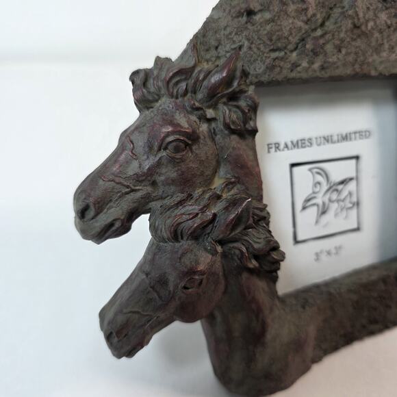 Rustic Western set of 2 Wild Horses Vintage Frames Unlimited 3x3 picture frames - Picture 5 of 13